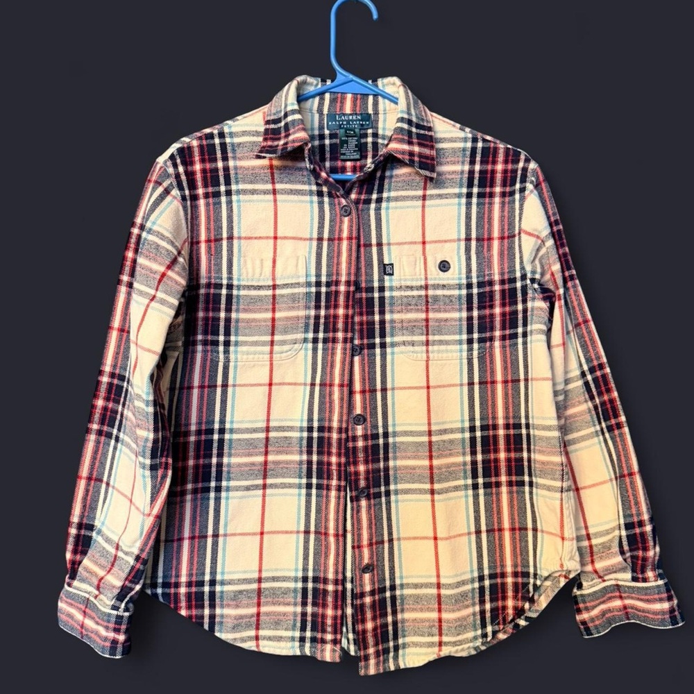 Ralph Lauren Plaid Button-Up Flannel Petite Medium